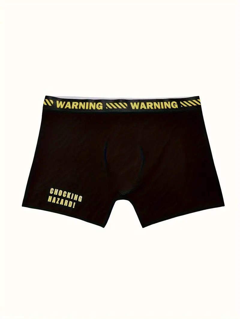 Warning Print Men's Antibacterial Underwear