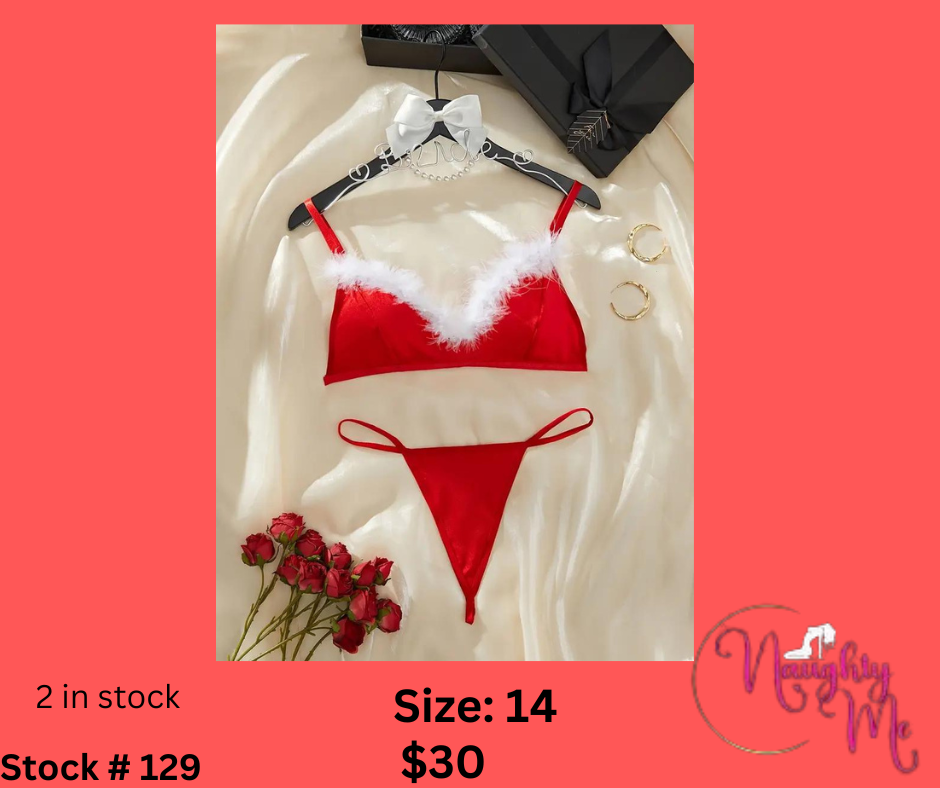 FUZZY TRIM BRA AND PANTIES