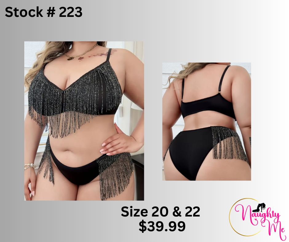 V NECK TASSELS SET BRA AND PANTIES