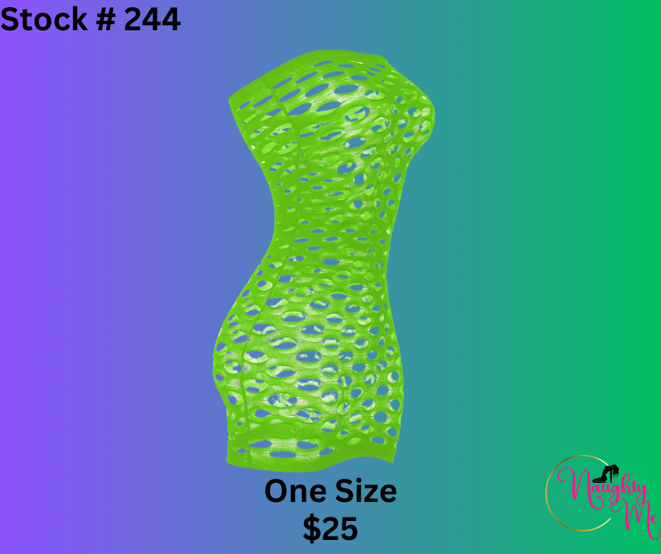 Lime Green Body Suit Mesh Dress