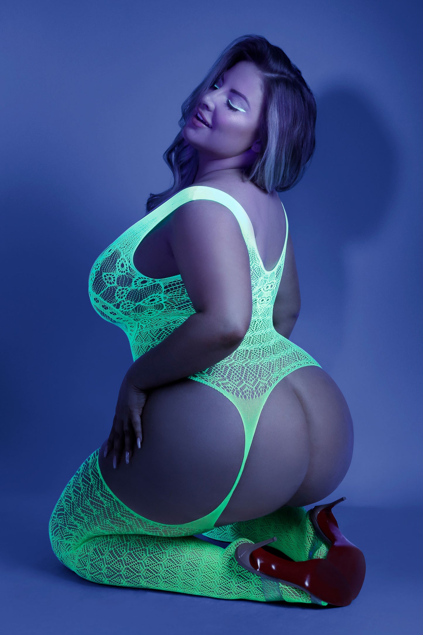 Supersonic Mosaic Bodystocking - Queen - Neon Green