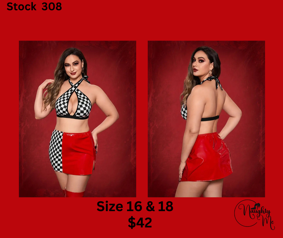 Red Pleather Racing Set 2 Pc