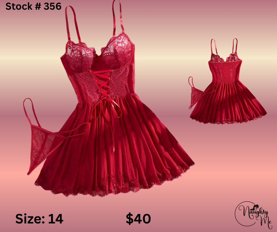 Red backless bustier front babydoll