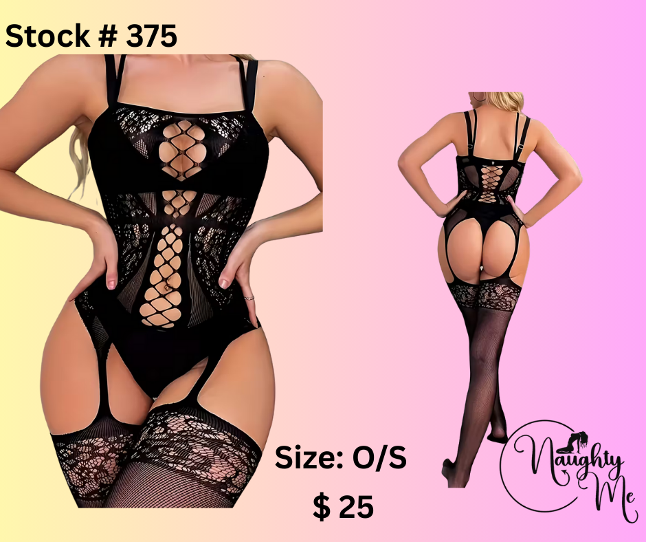 MESH FULL BODY SUIT WITH STOCKINGS