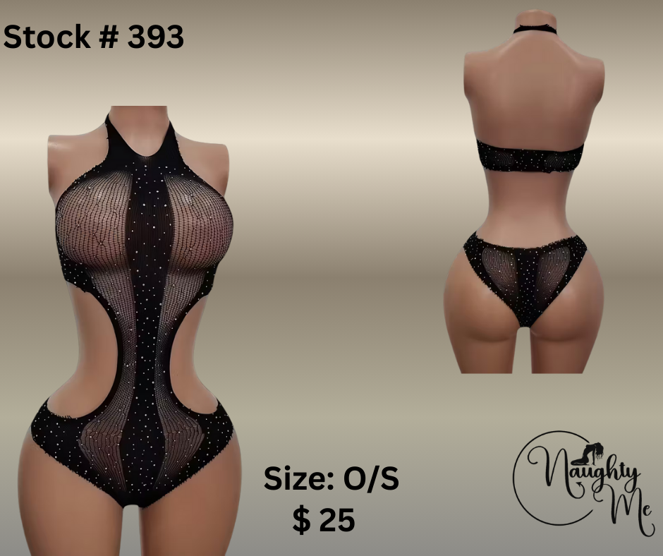 RHINESTONE MESH BODY SUIT