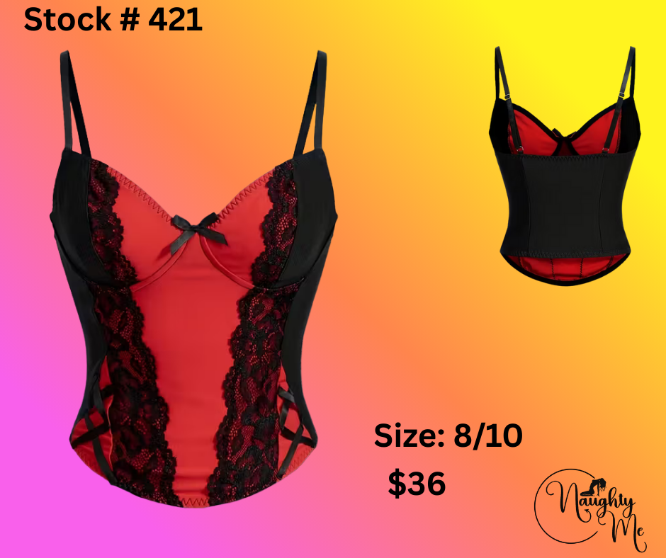 RED/BLACK SEXY LACE CORSET TOP