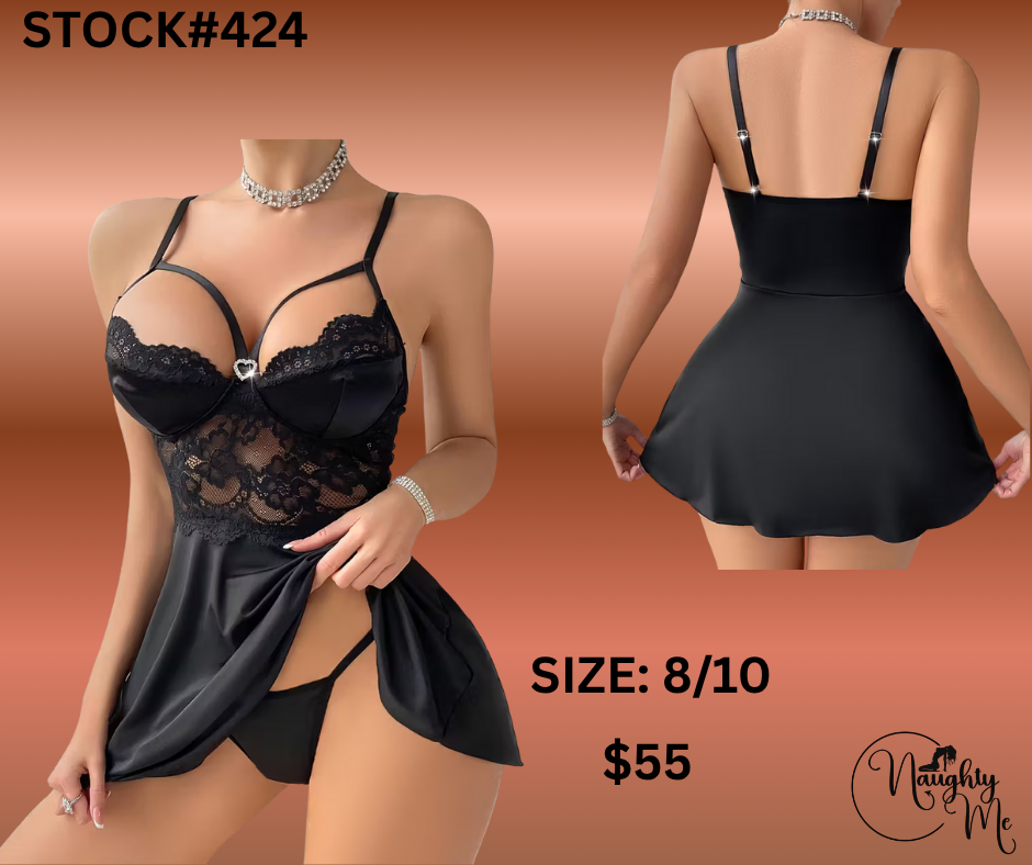 BLACK BABYDOLL LACE ACCENTS