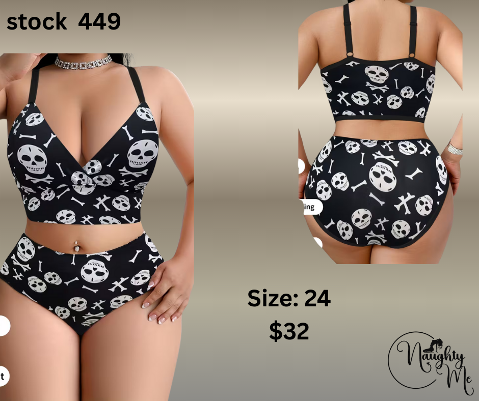 2 pc Skull bra and Panties