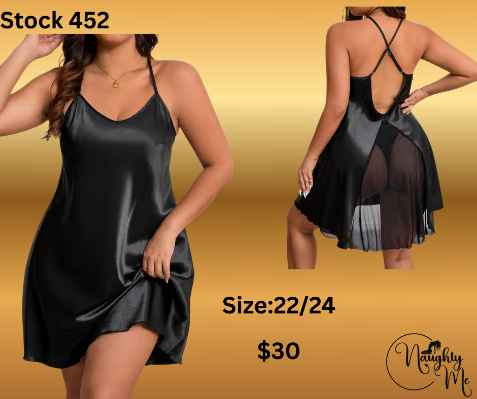 Black satin Night dress