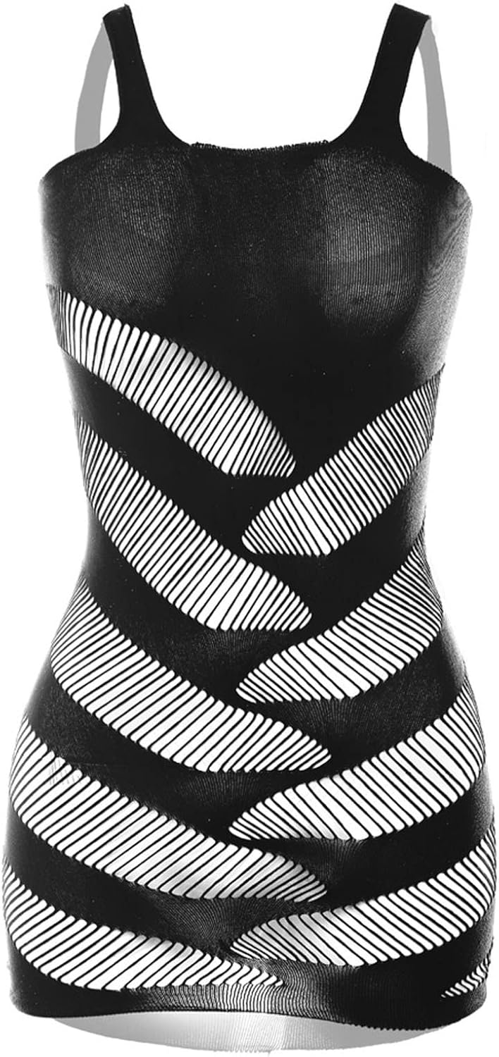 Women Hollow Out Lingerie Sexy Mesh Bodysuit Fishnet Bodystockings Sling Sleepwear Lace Chemise Babydoll Nightdress