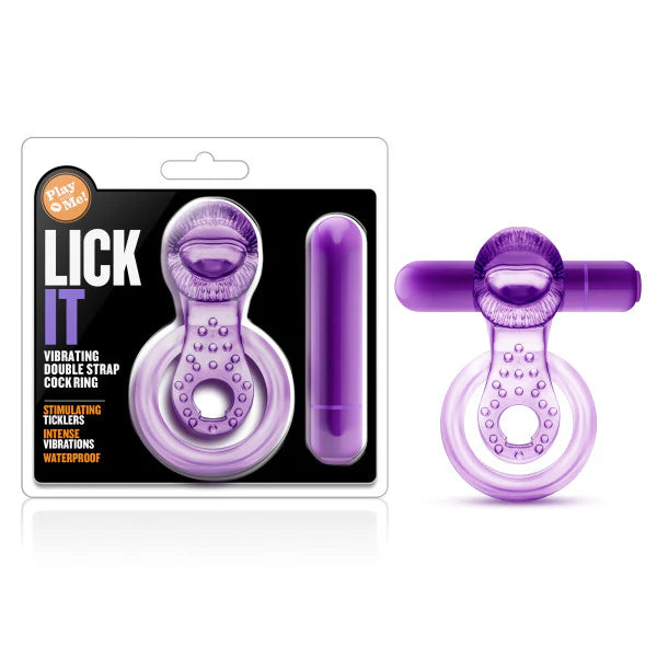 Play With Me - Lick It - Vibrating Double Strap Cock Ring - Purple