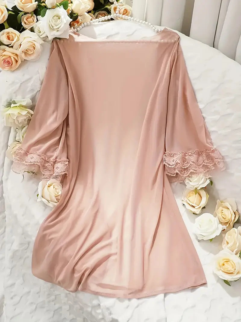 2pc body suit with ruffles & Robe