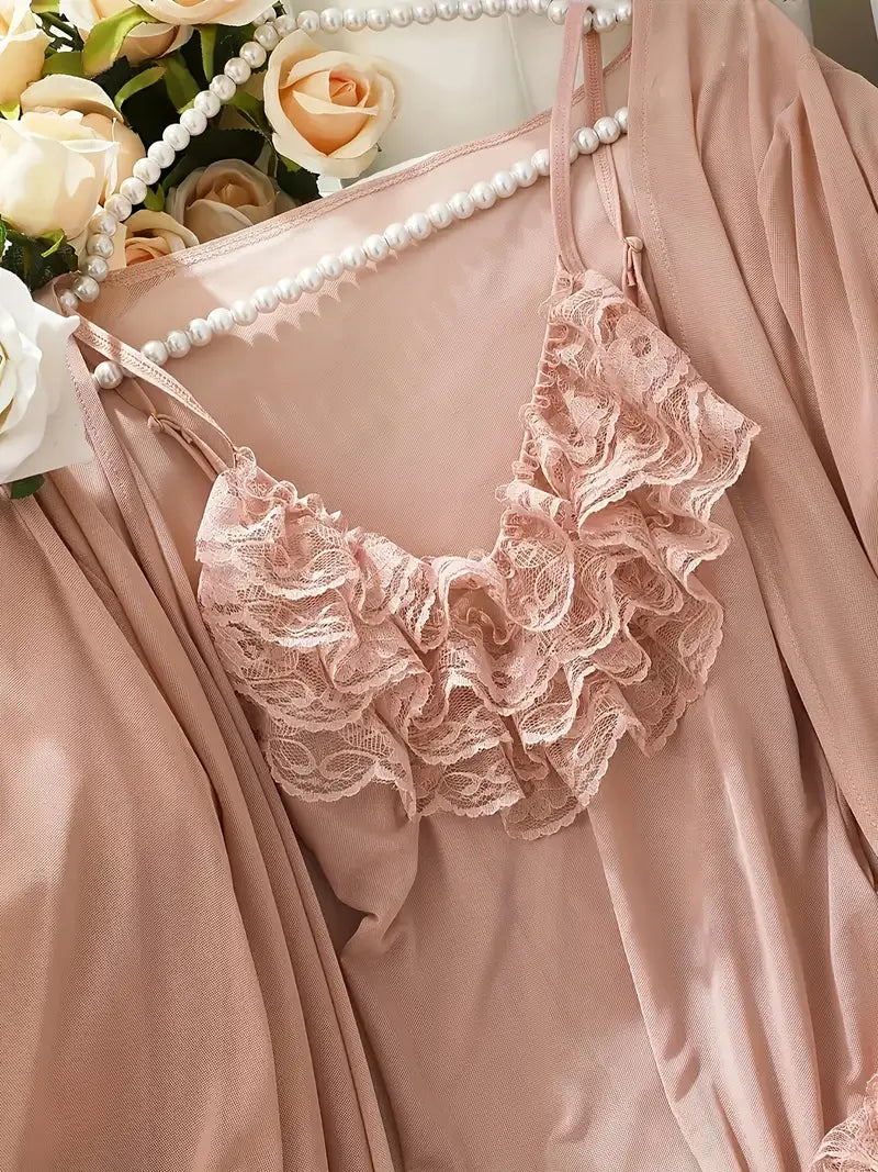 2pc body suit with ruffles & Robe