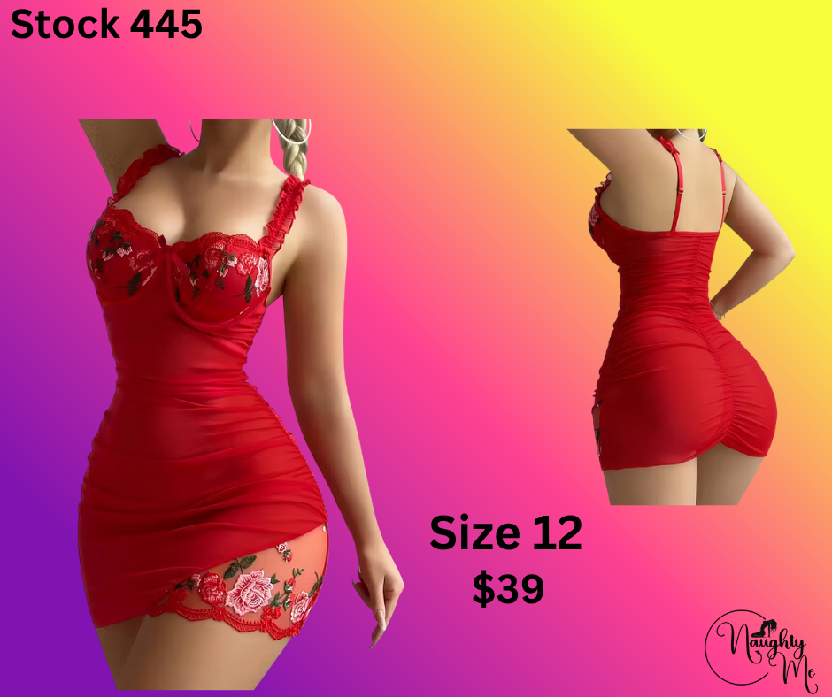 Red Sheer Mesh Night dress