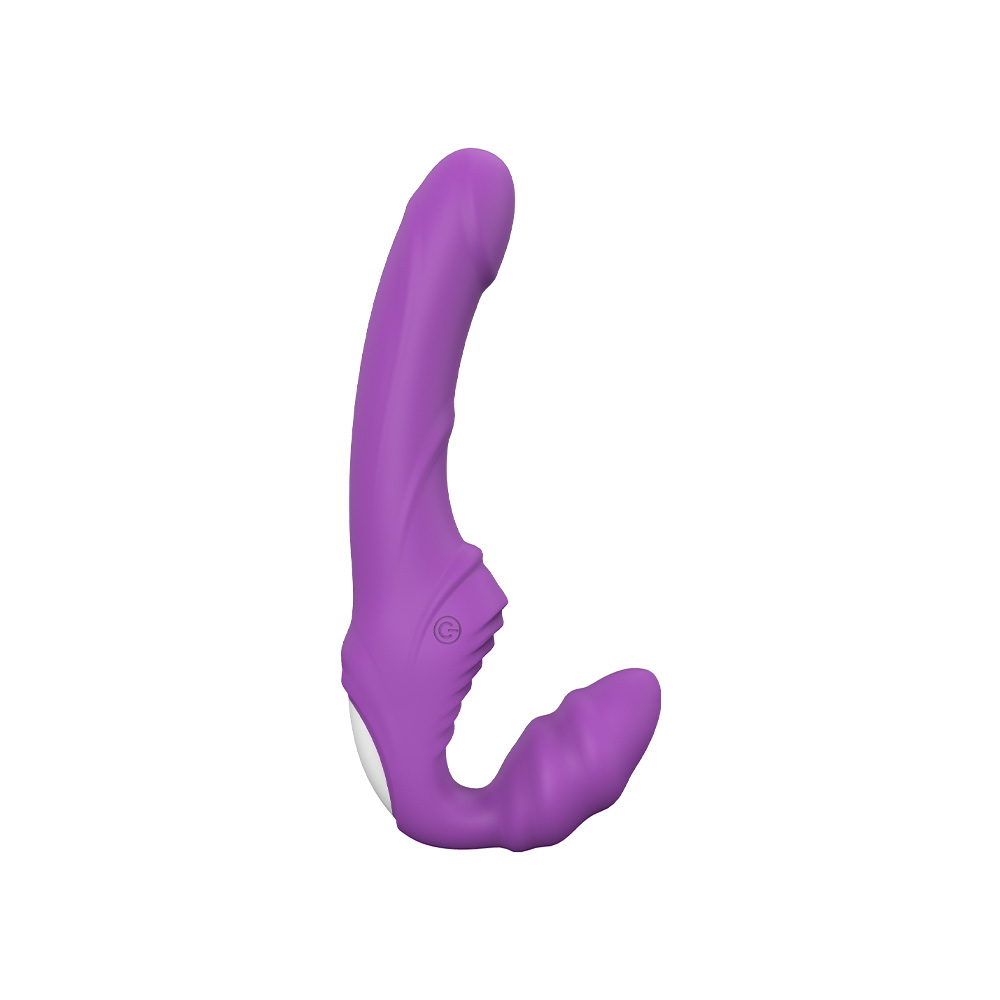 Strapon Strapless Vibrators, Strap on Vibrator Double Massager Massager, Realistic Double Sided Silicone Dildos for G-Spot Clitoris Nipple Stimulation Vagina Prostate with 9 Vibrations