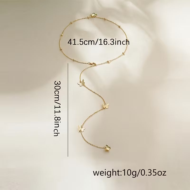 Minimalist Y-Necklace with Bow Pendant | Sexy Back Body Chain