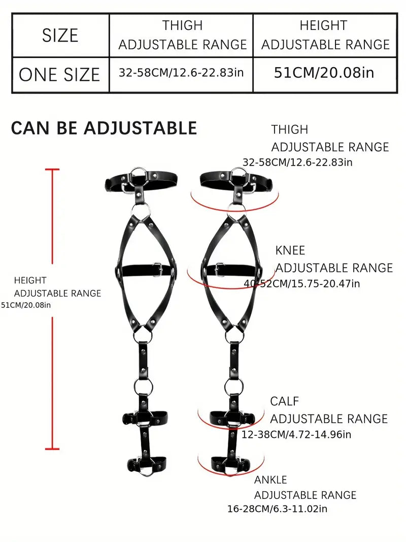 Faux Leather Metal Leg Ring Thigh Bondage Belt