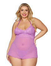 Lace & Mesh Chemise w/ G-String