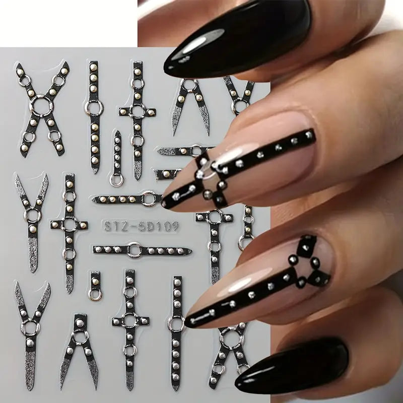 3D dark Gothic Nail Art