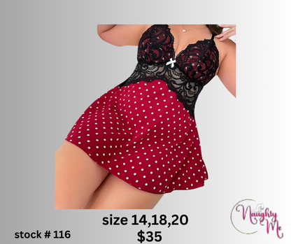 Red/Black Polka Dot Babydoll