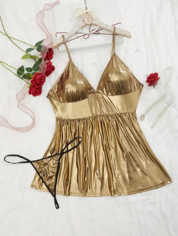 Gold Sexy Lingerie Dress