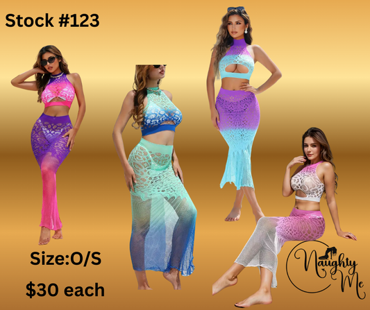 Semi-sheer Mesh Mermaid 2 pc