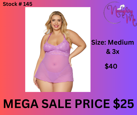 Lace & Mesh Chemise w/ G-String