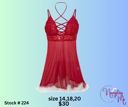 RED SHEER CROSS BABY DOLL