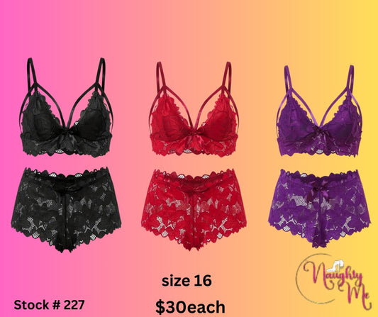 2PC BLACK  LACE SET BRA PANTIES