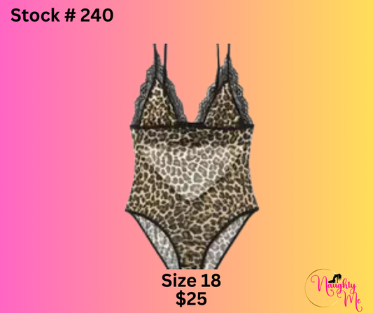 Leopard Print Body Suit with Lace