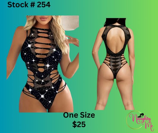 Mesh Rhinestone Body Suit
