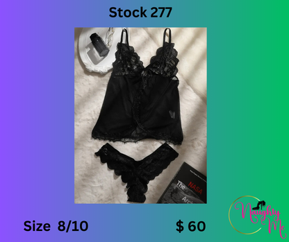 Lace Ruffle Mesh Sexy Lingerie 2 pc