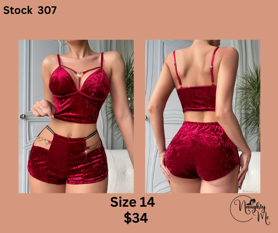 2 Pc Velour set with heart accents