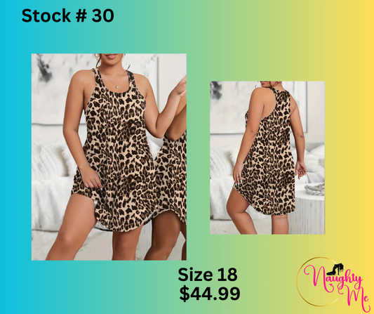 Plus Size Womens Leopard Print Scoop Neck Racer Back Lounge Dress