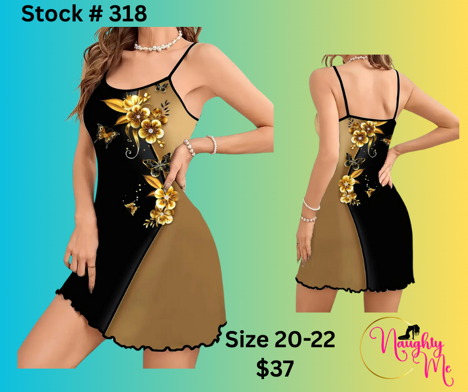 GOLDEN FLORAL NIGHT DRESS