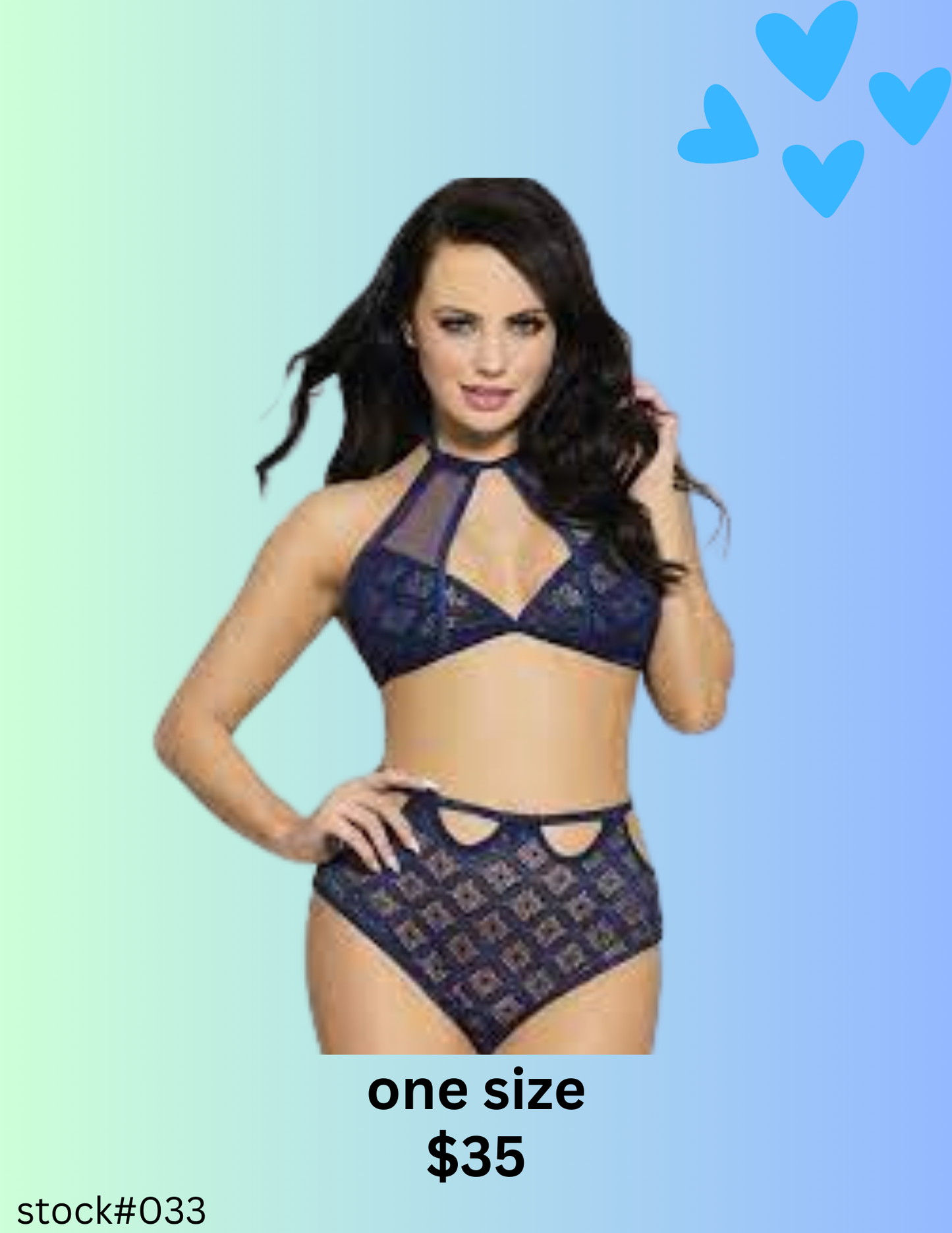 NAVY HI WAISTED 2 PC