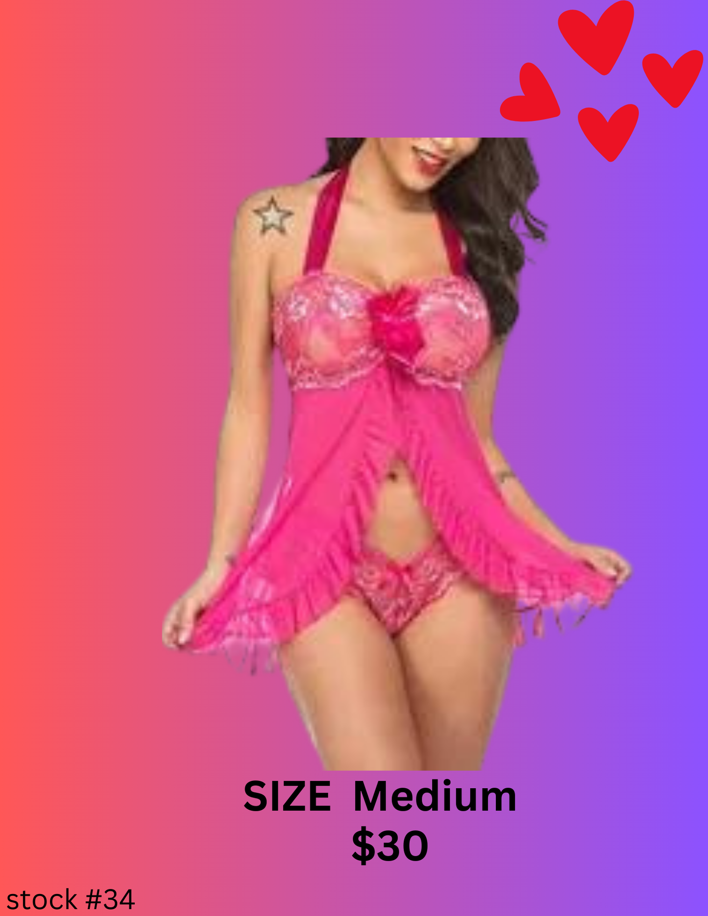 PINK LACE SHEER BABYDOLL