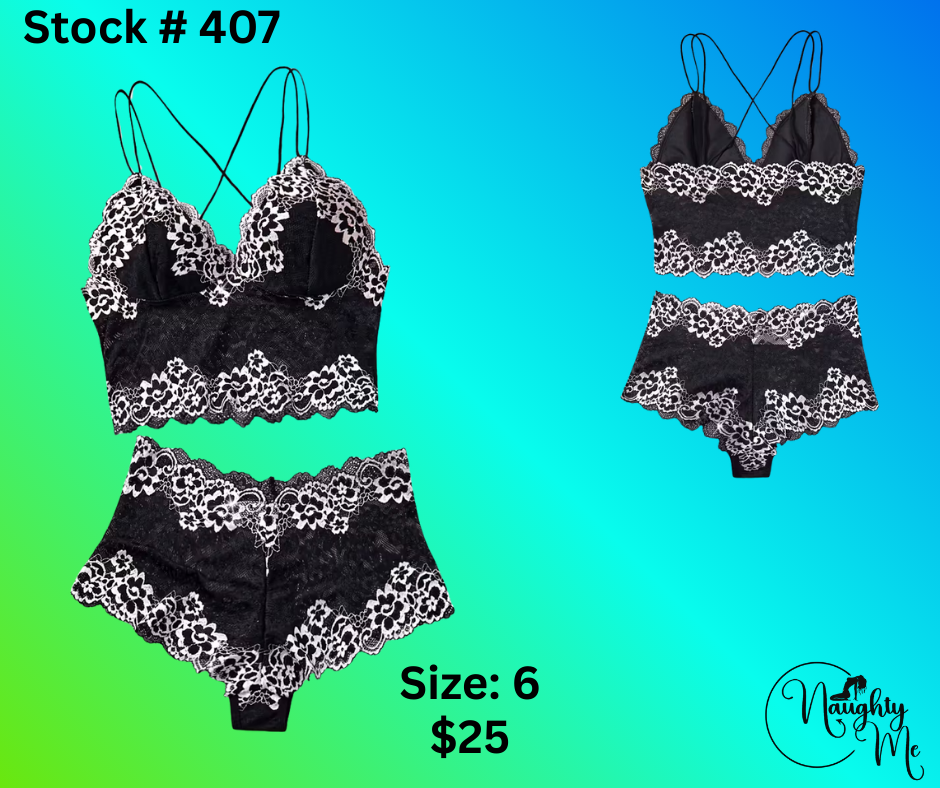 Two piece black with white set