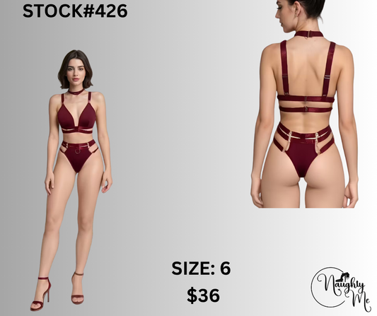 RED STRAPPY BRA AND PANTY SET