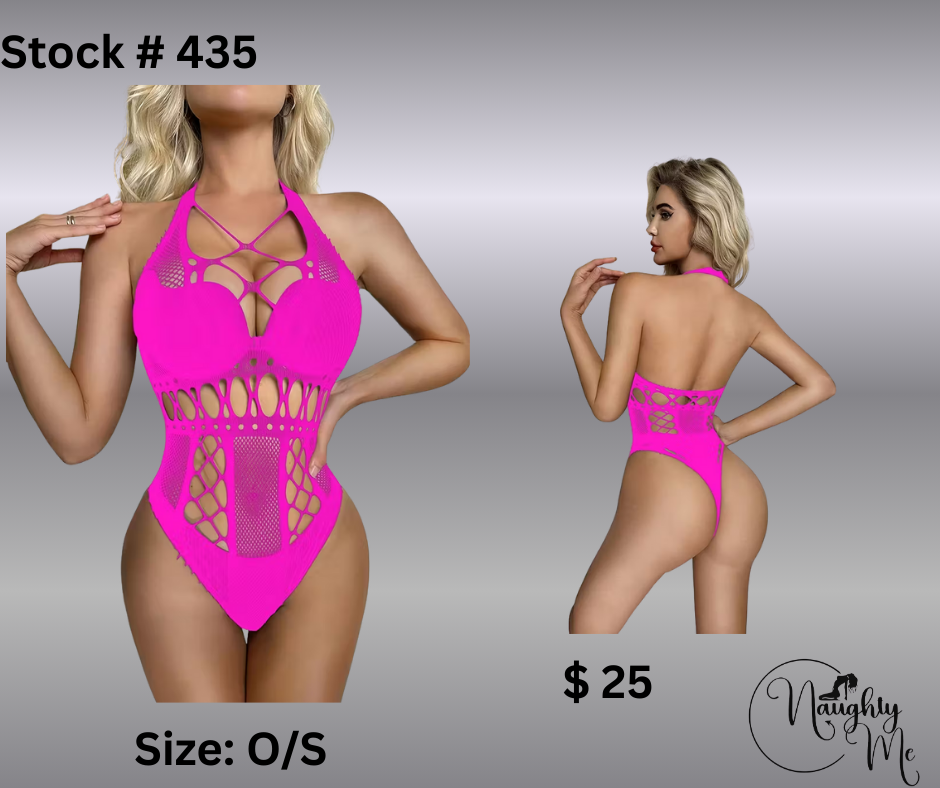 PINK MESH BIKINI HALTER