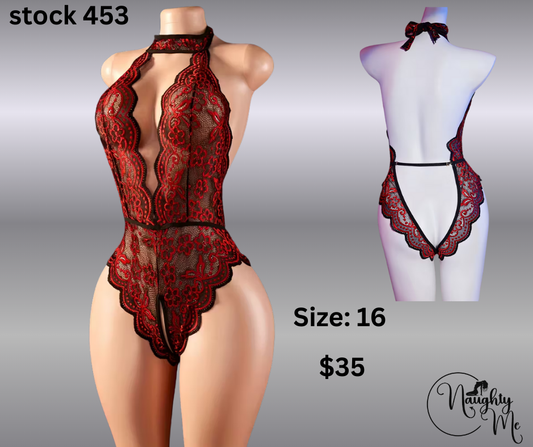 Red/Black Crotchless bodysuit