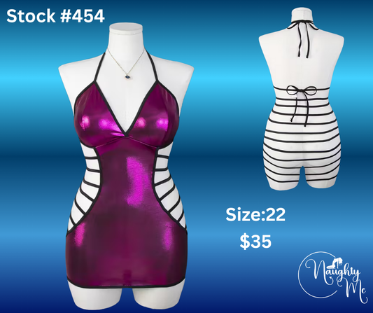 Fuschsia Backless Metallic Dress