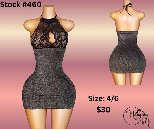 Black shiny bodycon night dress