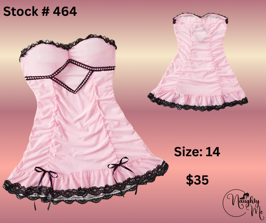 STRAPLESS PINK WITH BLACK ACCENTS BABYDOLL