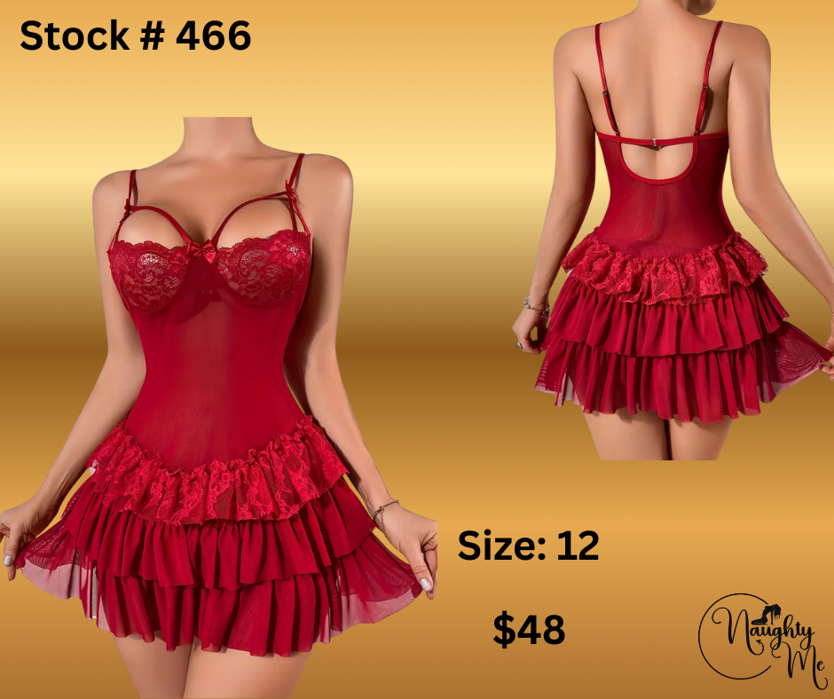 RED/LACE SHEER BABYDOLL