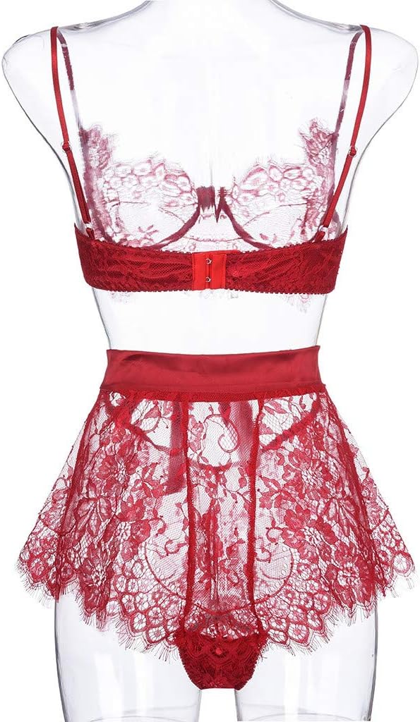 Women Lace Bra and Panty Patchwork Bow Sexy Lingerie Underwear Sleepwear Set Hence Under Wear