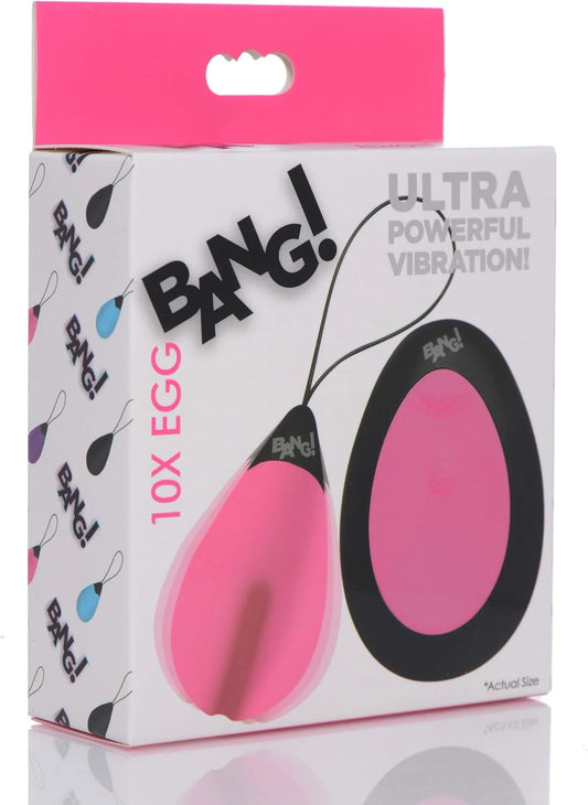 BANG! 10X Silicone Vibrating Egg with Remote Control - Pink