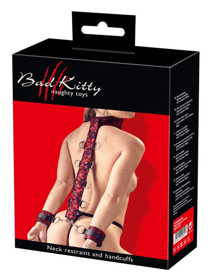 Bad Kitty | Neck Restraint & Handcuffs, Black & Red