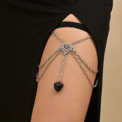 Gothic Multi-Layer Elastic Heart Leg Chain