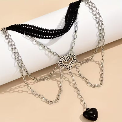 Gothic Multi-Layer Elastic Heart Leg Chain